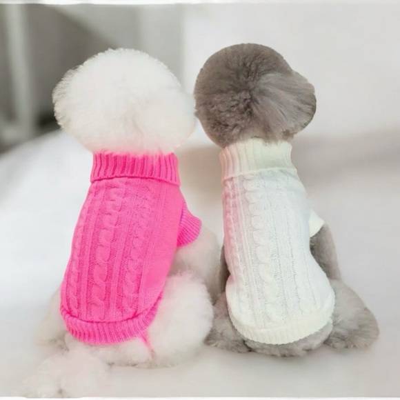 Other - COZY TURTLENECK KNIT PULLOVER DOG SWEATER IN NEON PINK